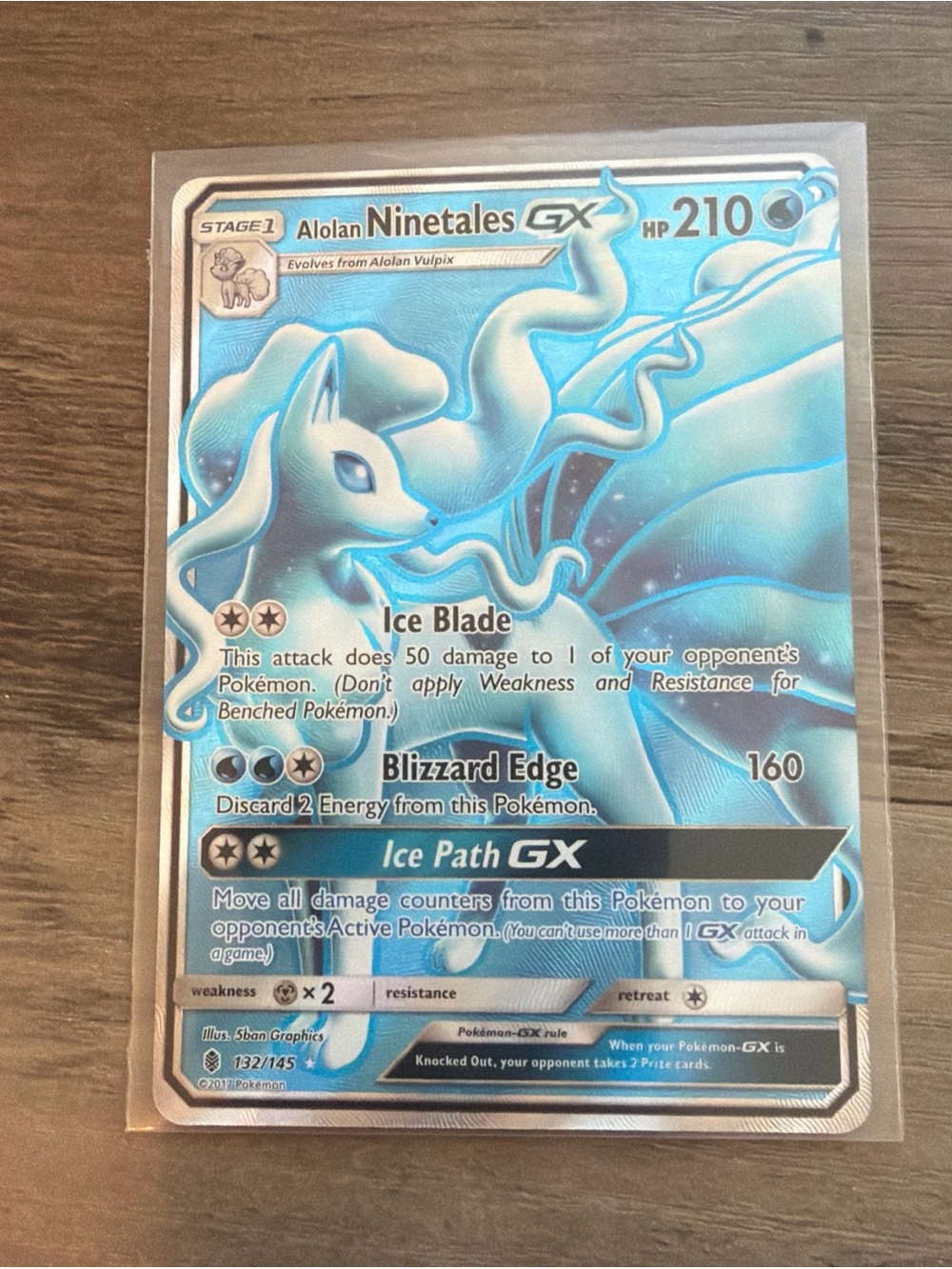 Pokemon Alolan Ninetales GX 132/145 Sun & Moon Guardians Rising Full Art Holo